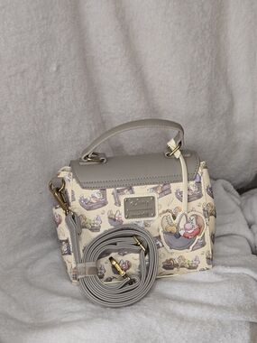 Gray and Cream Printed Top-Handle Crossbody Loungefly Featuring The 7 Dwarfs